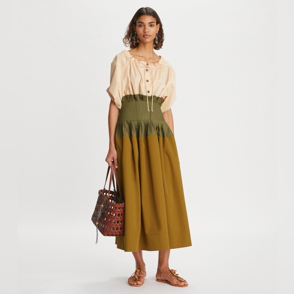 Tory Burch Dresses & Skirts - NWT $698 Tory Burch Off-shoulder Colorblock Poplin Dress